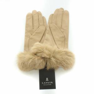 グローブ 手袋 ラムレザー ラビットファー タグ付き ベージュ