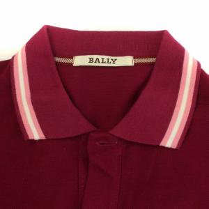 BALLY ポロシャツ 半袖 ライン 刺繍 38 M 紫 パープル