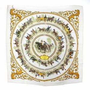 カレ 90 スカーフ LA PROMENADE DE LONGCHAMPS ロンシャンへの散歩 シルク