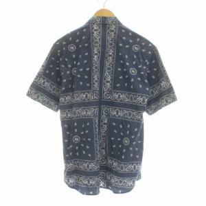 adidas ネイバーフッド NEIGHBORHOOD ペイズリー柄 シャツ 半袖 L 青 ブルー 白 ホワイト