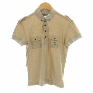 ボタンダウン ポロシャツ 半袖 イタリア製 44 S ベージュ