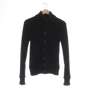 カーディガン ニット 長袖 ダメージ加工 ハイネック 46 ブラック