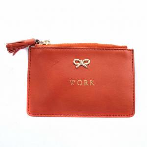 ANYA HINDMARCH ジップキーケース WORK レザー リボン タッセル オレンジ