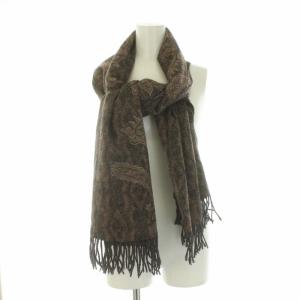Borsalino ペイスリー柄 マフラー ストール フリンジ ブラウン