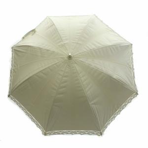 LANVIN COLLECTION ドット柄 日傘 晴雨兼用 水玉 レース 刺繍 ワイドサイズ ライトグレー