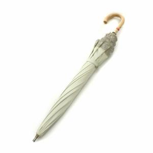 LANVIN COLLECTION ドット柄 日傘 晴雨兼用 水玉 レース 刺繍 ワイドサイズ ライトグレー