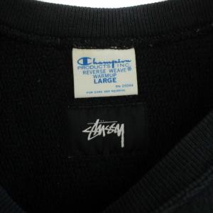 STUSSY Champion リバースウィーブ スウェット 長袖 プルオーバー 青タグ L ブラック