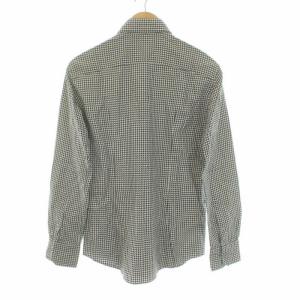 EPOCA UOMO 千鳥格子 ホリゾンタルカラー シャツ 長袖 イタリア製 44 ブラック ホワイト