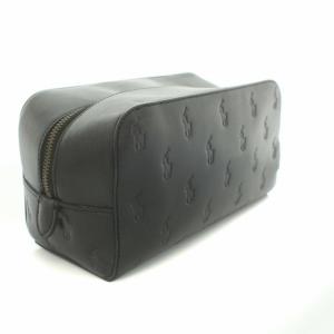 POLO RALPH LAUREN クラッチバッグ セカンドバッグ ポニー エンボス加工 レザー ブラック