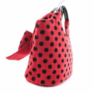 kate spade new york ハンドバッグ ドット リボンモチーフ フェルト レッド ブラック