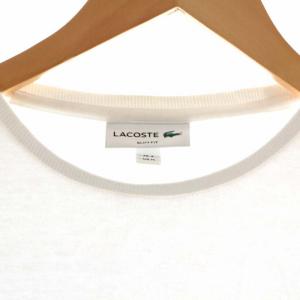 LACOSTE Tシャツ カットソー クルーネック 長袖 ワッペン ロゴ 4 L ホワイト