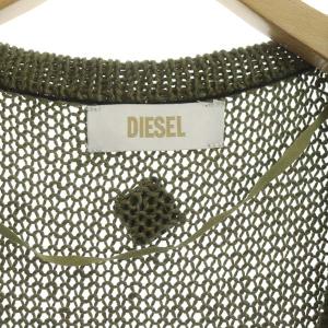 DIESEL リネンベスト ニット 切替 カットオフ ロング XS カーキ