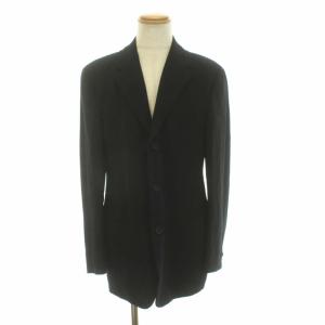 EMPORIO ARMANI スーツ セットアップ 上下 テーラードジャケット シングル 3B スラックス パンツ センタープレス ウール 48 M 黒