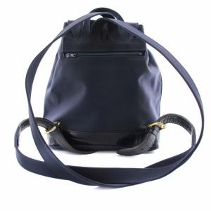 VALENTINO GARAVANI ミニリュック バックパック スポーツ Vロゴ クロコ型押し 切替 ナイロン レザー ネイビー