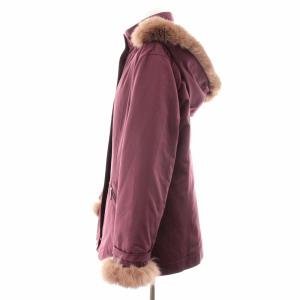 Aquascutum ジャケット ジャンパー フード フォックスファー ライナー付き 9 M ボルドー