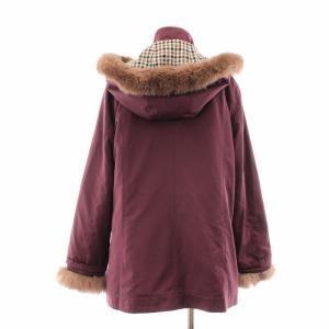 Aquascutum ジャケット ジャンパー フード フォックスファー ライナー付き 9 M ボルドー
