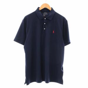 近年モデル ポロシャツ 半袖 刺繍 ロゴ ワンポイント L 紺 ネイビー
