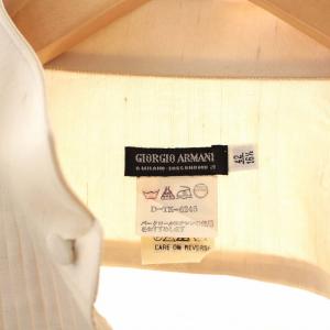 GIORGIO ARMANI ヴィンテージ カジュアルシャツ ブラウス 長袖 スタンドカラー シルク 大きいサイズ 42 XL ベージュ