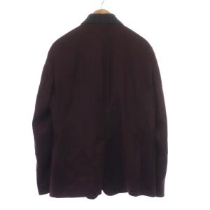 EMPORIO ARMANI ブルゾン ジャケット ジップアップ ニット切替 ウール カシミヤ混 54 XXL ボルドー グレー