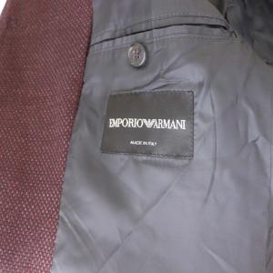 EMPORIO ARMANI ブルゾン ジャケット ジップアップ ニット切替 ウール カシミヤ混 54 XXL ボルドー グレー