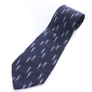 カサンドラ ネクタイ ロゴ 絹 シルク ネイビー