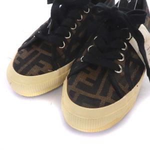 FENDI ズッカ柄 スニーカー シューズ イタリア製 キャンバス 35 22cm ブラウン