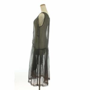 COMME des GARCONS COMME des GARCONS コムコム ワンピース ノースリーブ ロング ミモレ丈 シアー シースルー グラデーション S グレー ブラウン