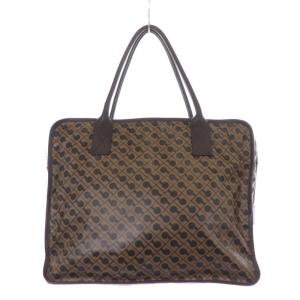 GHERARDINI 総柄 トートバッグ ハンドバッグ ロゴ PVC ブラウン