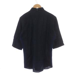 junhashimoto シャツ 五分袖 大きいサイズ リネン 麻 4 XL 黒 ブラック