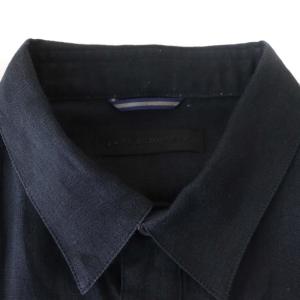 junhashimoto シャツ 五分袖 大きいサイズ リネン 麻 4 XL 黒 ブラック