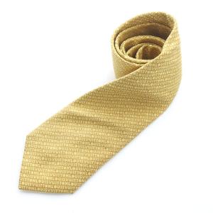 ネクタイ レギュラー シルク 総柄 ロゴ 黄 イエロー