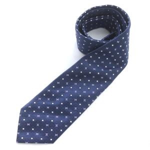 ネクタイ シルク レギュラー マカダム柄 総柄 紺 ネイビー