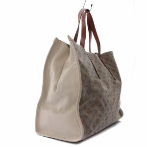 russet スクエアトートバッグ 総柄 A4可 レザー ナイロン 茶色 ブラウン グレー アイボリー