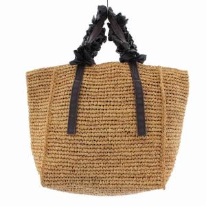 LUDLOW ハンドバッグ トートバッグ ラフィアバッグ グレープハンドル 編み込み ベージュ グレー