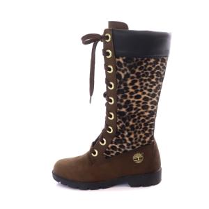 Timberland レオパード ロングブーツ 5.5 23.5cm 茶 ブラウン 黒 ブラック