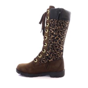 Timberland レオパード ロングブーツ 5.5 23.5cm 茶 ブラウン 黒 ブラック
