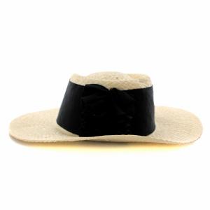 LUDLOW ラフィアハット 麦わら リボン ペーパー 56cm ベージュ 黒 ブラック