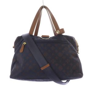 russet モノグラムハンドバッグ ショルダーバッグ 2WAY ナイロン 紺 ネイビー 茶 ブラウン