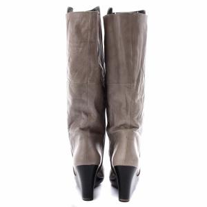 MIHARA YASUHIRO ロングブーツ ポインテッドトゥ ウェッジソール レザー グレージュ
