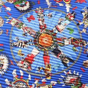 HERMES プリーツカレ90 kachinas スカーフ 総柄 マルチカラー