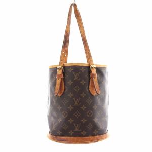 LOUIS VUITTON M42238 モノグラムプチバケット ハンドバッグ レザー ロゴ チェーン ブラウン