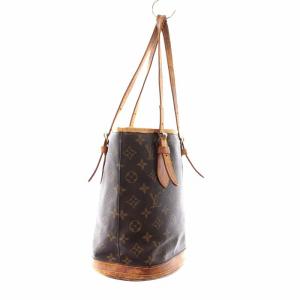 LOUIS VUITTON M42238 モノグラムプチバケット ハンドバッグ レザー ロゴ チェーン ブラウン
