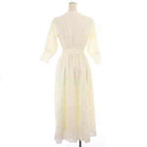 Ameri VINTAGE MEDITTERA LINE ワンピース 七分袖 ロング マキシ丈 カットワーク オフホワイト 白