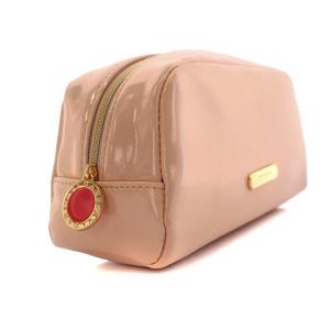 BVLGARI コスメポーチ 小物入れ ロゴ金具 エナメル ピンク