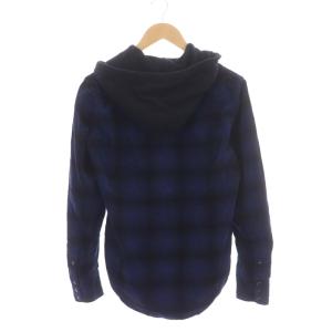 n(n) BY NUMBER (N)INE コーデュロイ ネルシャツ 長袖 フード付き 2 M 青 ブルー 黒 ブラック