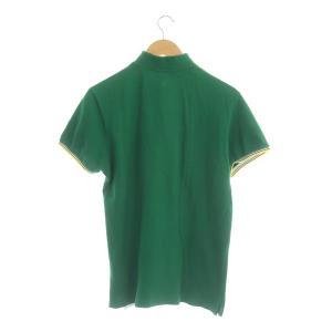 ETRO ポロシャツ 半袖ロゴ スタンドカラー 刺繍 ボーダー 鹿の子 M 緑 グリーン