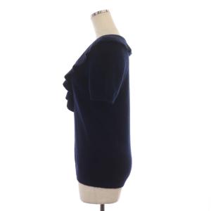 GIORGIO ARMANI ニット セーター 半袖 プルオーバー フリル カシミヤ 42 ネイビー