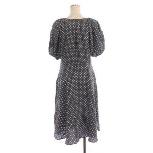 PRADA 2017年製 ワンピース ドット パフスリーブ フリル シルク  L グレー