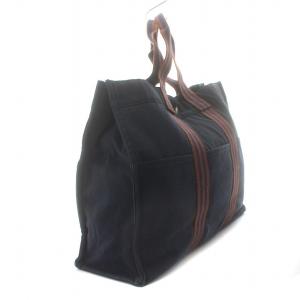 HERMES フールトゥ トートバッグ ハンドバッグ A4可 キャンバス 紺 ネイビー 茶色 ブラウン