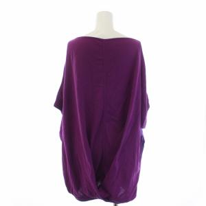 HERMES カットソー ゴルチェ期 ドルマンスリーブ ボートネック オーバーシルエット 総柄 シルク 34 紫